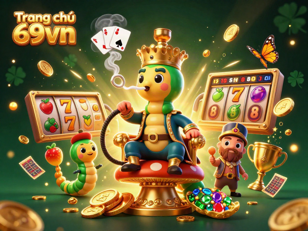 Experience exciting gameplay at Trang chủ 69vn with colorful slot reels and a vibrant casino scene.