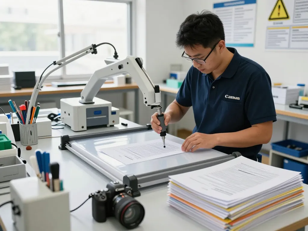 Expert bóc plastic service restoring valuable documents without damage in a bright workshop environment.