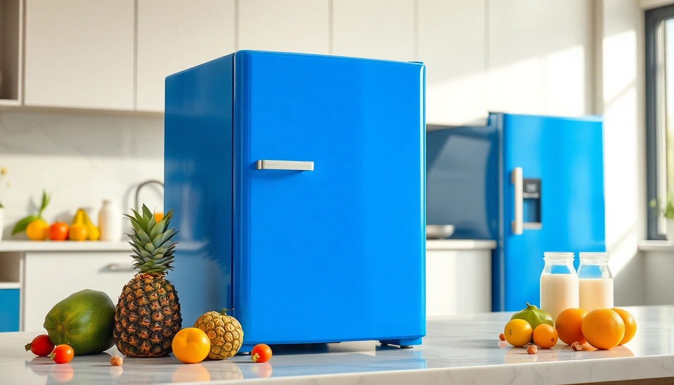 Showcasing an affordable mini fridge and freezer in a modern kitchen design, perfect for compact living.