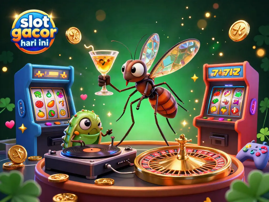 Experience the thrill of slot gacor hari ini with vibrant characters and casino elements in this lively 3D illustration.