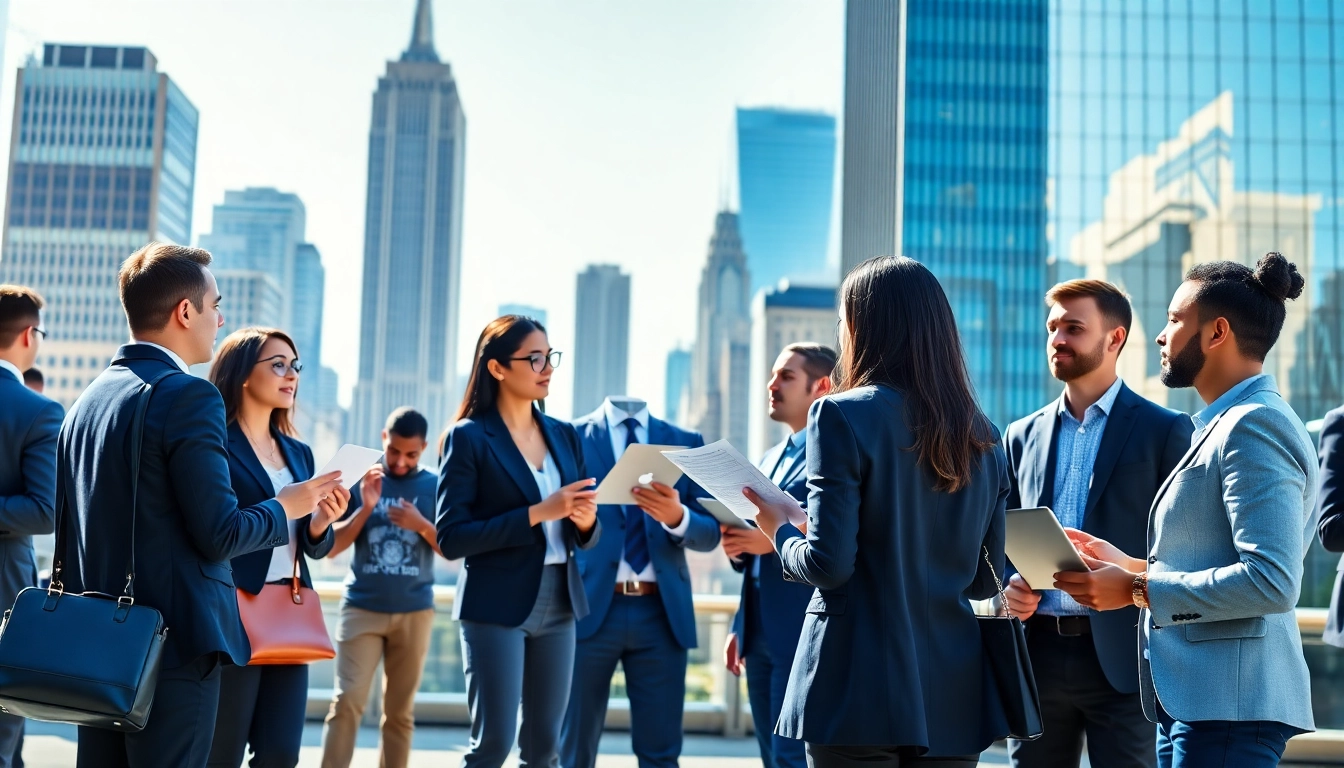 Discover new york jobs through motivated seekers collaborating in a vibrant city setting.