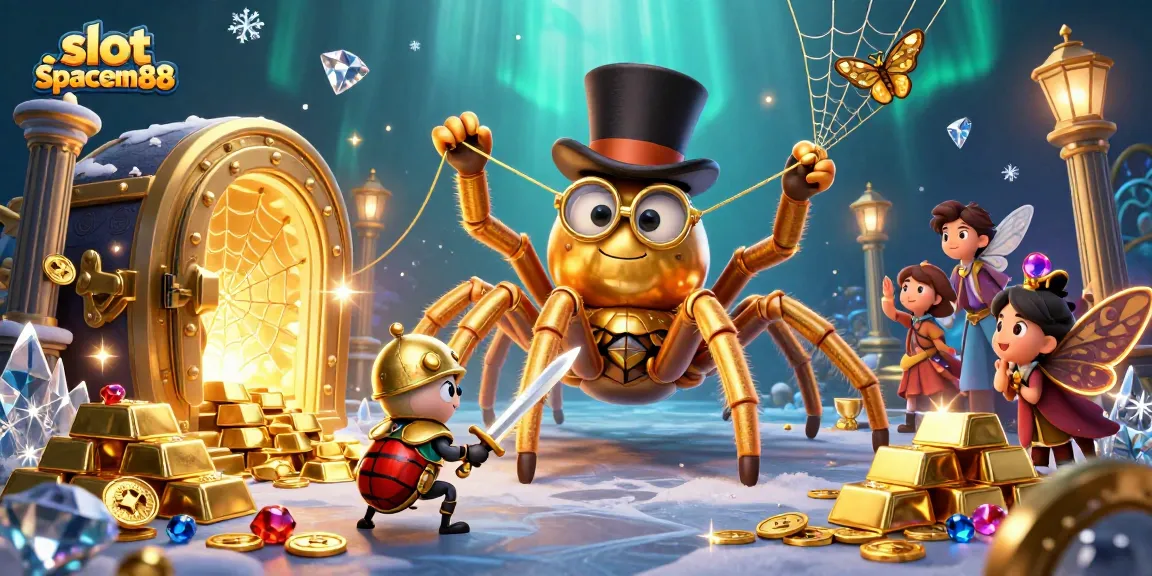 Spin to win with slot spaceman88 as a golden tarantula and beetle knight create a winning scene.