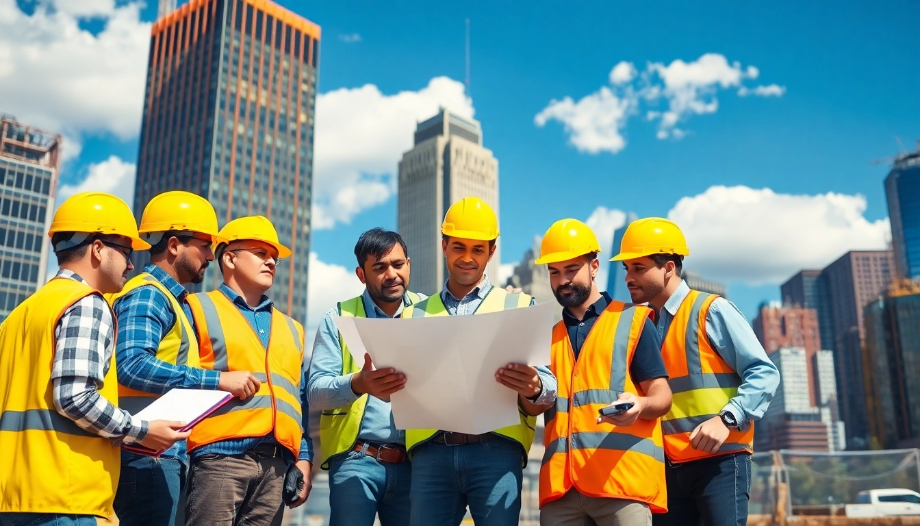 Team of skilled New York Commercial General Contractors collaborating on a construction project.