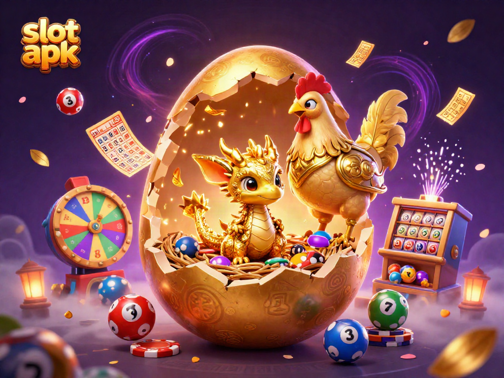 Experience thrilling gameplay with slot apk showcasing a golden dragon and casino elements.