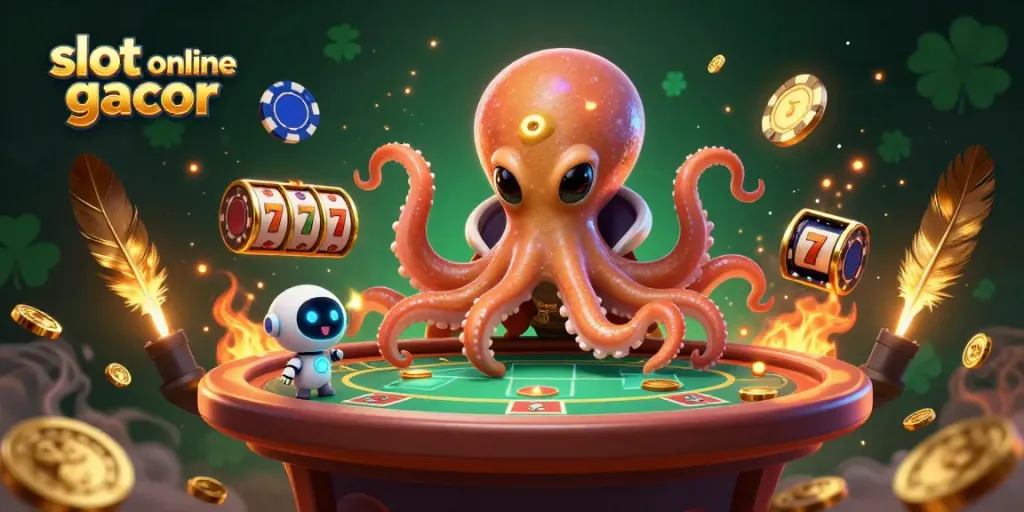 Experience thrilling gameplay with slot online gacor featuring an alien octopus and vibrant casino elements.