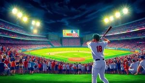 mlb중계로 흥미진진한 야구 경기의 열기를 전달하는 일러스트