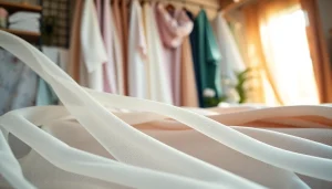 Mousseline stof met delicate texturen en een serene uitstraling in diverse kleuren.