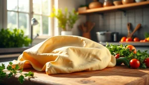 Kaasdoek op een snijplank met verse ingrediënten voor een authentieke kookervaring.