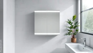 Vielseitiger spiegelschrank led mit modernem Design und sanfter Beleuchtung im Badezimmer.