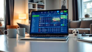 Engaging scene of online sportsbooks South Carolina showcasing a laptop and dynamic betting interface.