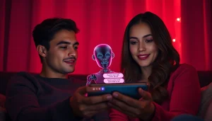 Engaging with sex chat AI on a sleek device in an intimate setting.