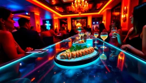 Dinner sxm at Club Noir featuring luxurious body sushi and vibrant nightlife ambiance.