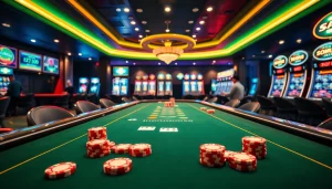 Feel the excitement at the s88 bet table with vibrant slot machines and polished poker chips.