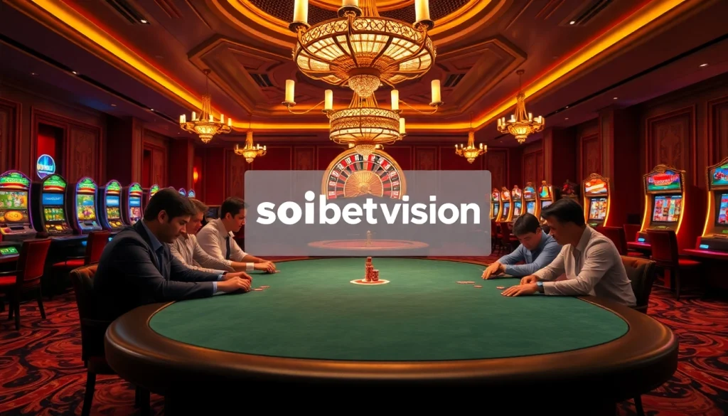 Players engaged in intense poker and roulette action at https://soibet.vision/ casino, showcasing excitement and luxury.
