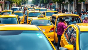 Delhi Taxi Service: Vibrant New Delhi street scene with clean, reliable taxis and diverse people hailing rides.