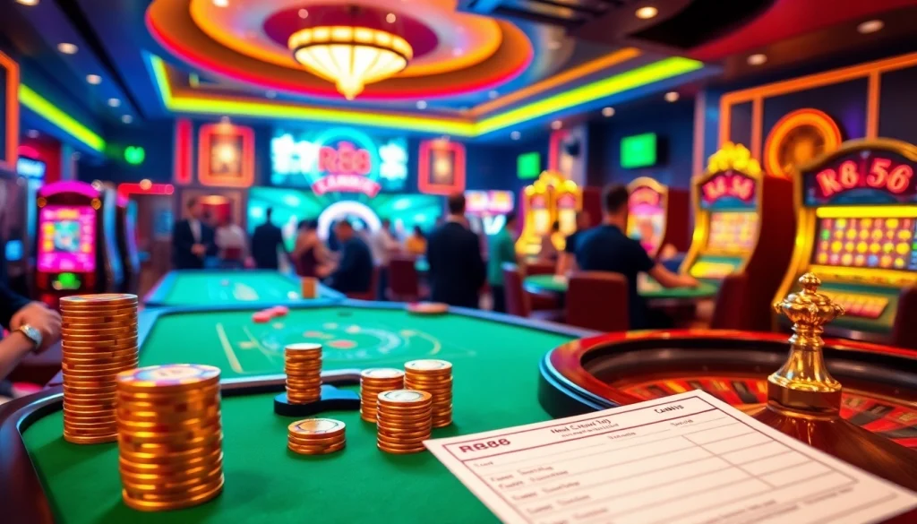 Experience excitement at RR88 casino with vibrant gaming tables and thrilling slot machines.