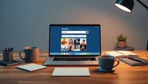 OnlyFans Search tool displayed on a stylish workspace laptop, promoting easy content creator discovery.