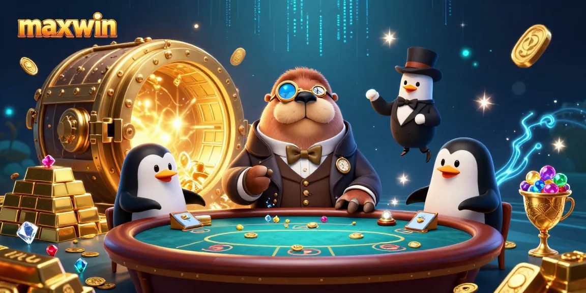 Experience a maxwin jackpot at an underwater poker table with vibrant casino elements.