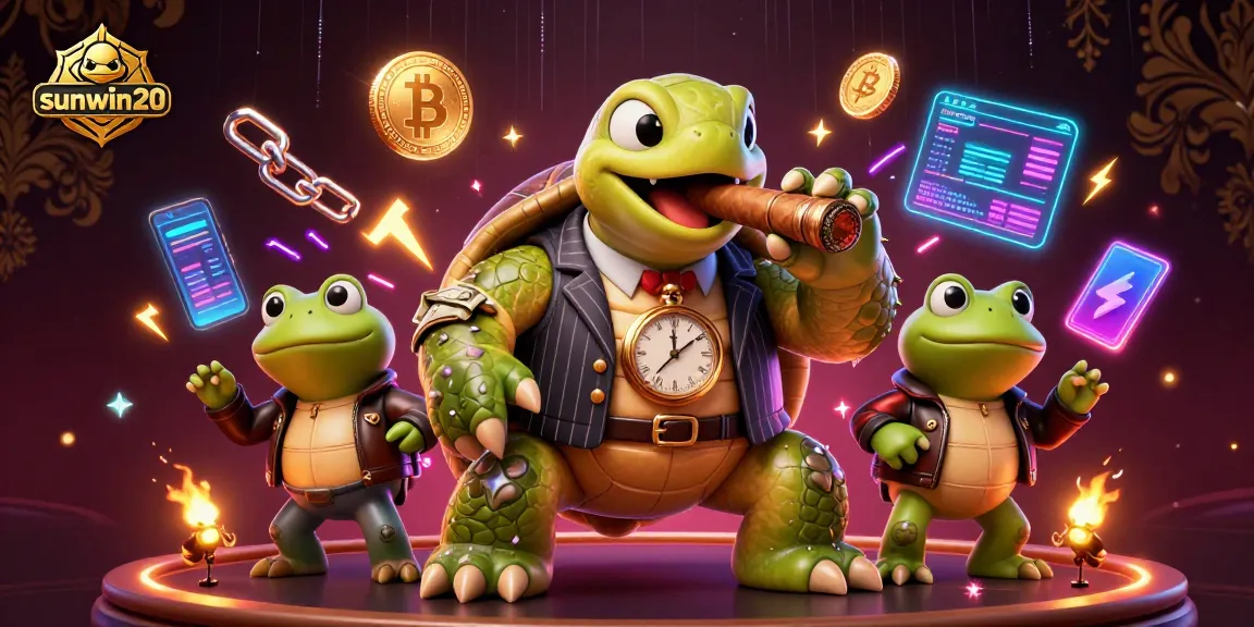 Experience thrilling gameplay with sunwin20's vibrant casino-themed illustration featuring unique characters and elements.