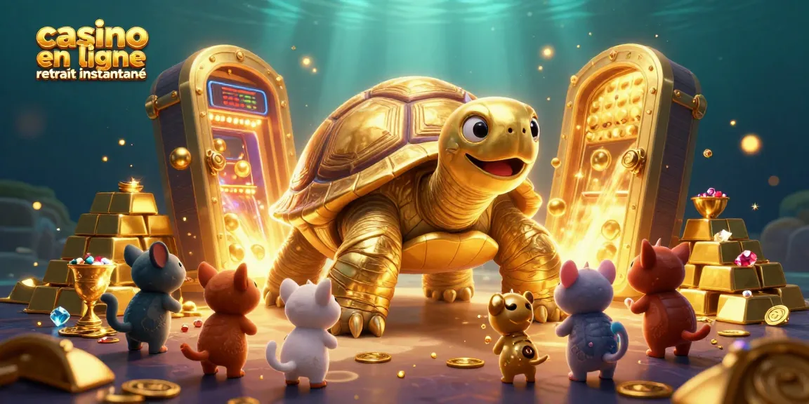 Retirer vos gains instantanément dans un casino en ligne retrait instantané avec des animaux jouant autour d'une tortue-machine