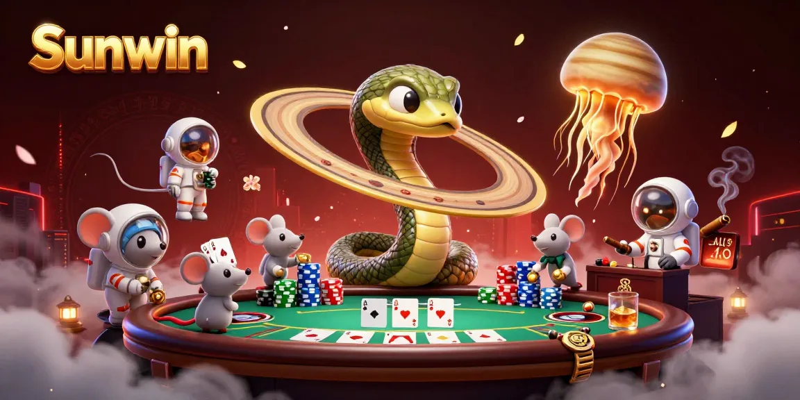 Sunwin invites players to experience a vibrant 3D casino world with interactive games and cosmic dealers.