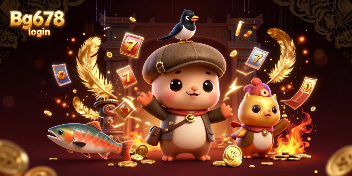 Experience vibrant gaming with Bg678 login, featuring adorable characters and slot elements.
