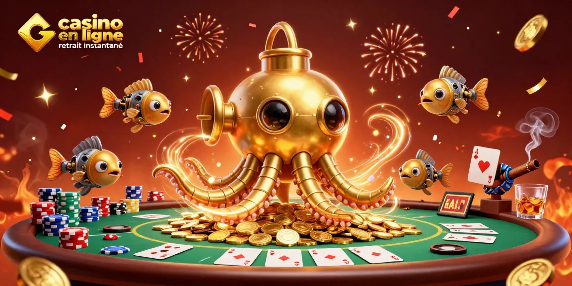 Action intense sur un casino en ligne retrait instantané avec kraken et éléments de poker.