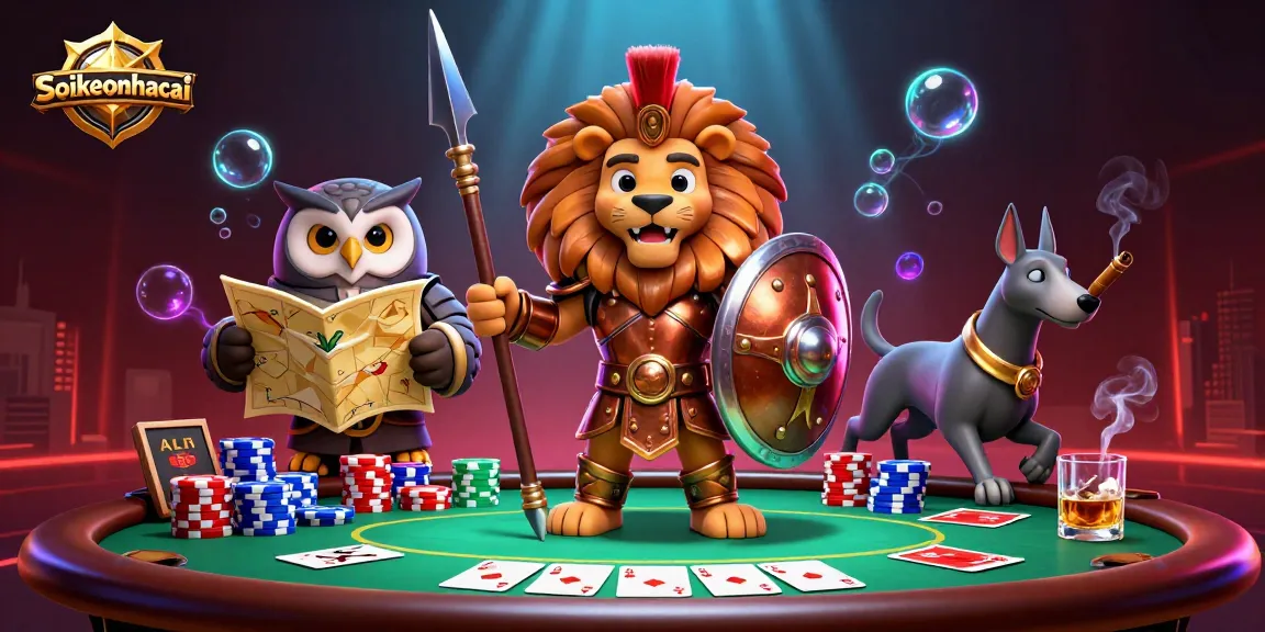 Engage with soikeonhacai betting strategies featuring a bronze Spartan lion and dynamic casino elements.