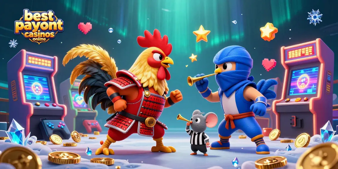 Engage with the best payout casinos online in this dynamic 3D scene of fighting roosters.