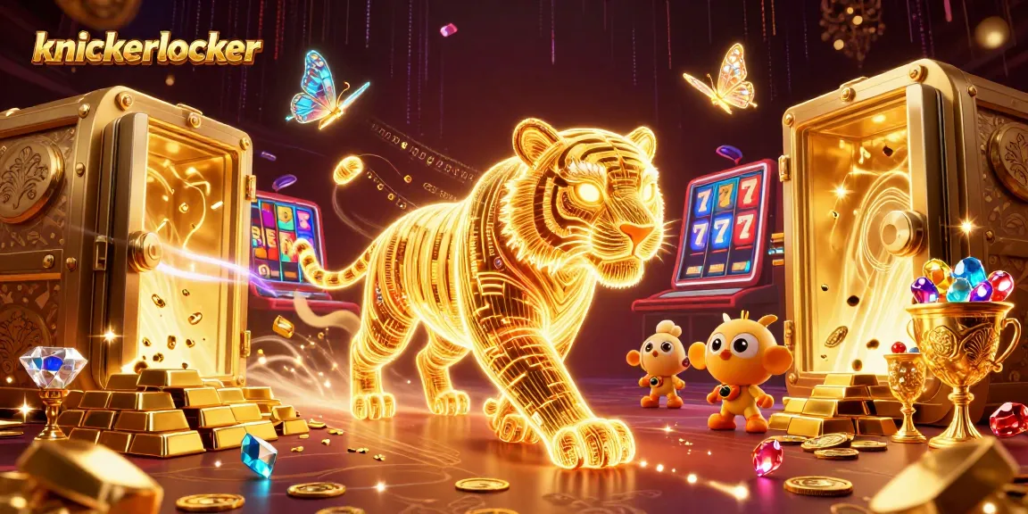 Experience knickerlocker in a vibrant digital casino with neon tiger and glowing treasures.